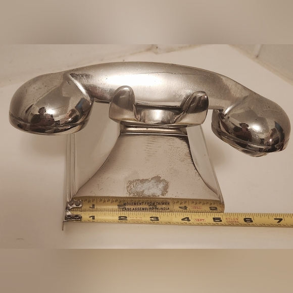 Analog Telephone Clock Silver Tone SO FUN! - Picture 6 of 6